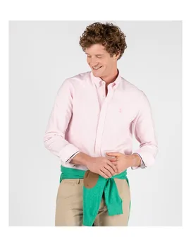 

Striped long-sleeved goose branding shirt in pink
