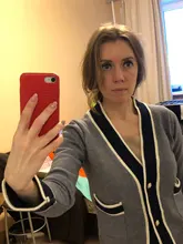 Cárdigans de punto Vintage para mujer, suéteres de manga larga con cuello en V, blusas ajustadas coreanas para oficina, cárdigans 2019