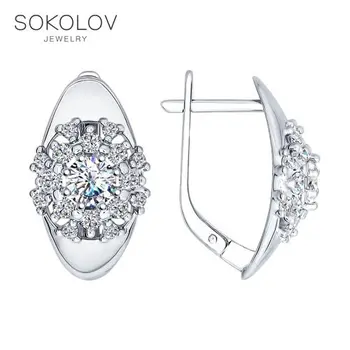 

SOKOLOV Silver drop earrings with stones with Swarovski Crystals fashion jewelry silver 925 women's male, long earrings