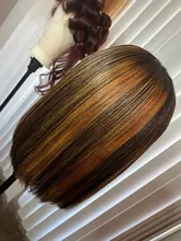 Celie Bob-Peluca de cabello humano liso con encaje frontal, postizo de pelo liso con cierre de 4x4 de densidad 150