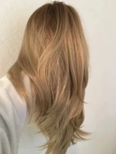 JONRENAU-Peluca de cabello sintético con flequillo para mujer, pelo largo de onda Natural resistente al calor, color rubio medio, no brillante