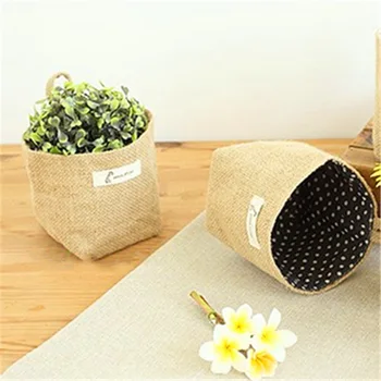 

Hanging Storage Baskets Small Sack Sundries Organizer Cosmetic Container Stationery Box Home decoration Cotton Linen Storage Bag