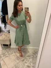 Sash Dress Puff-Sleeve Simplee Chic Polk-Dot Spring Summer Ruffled Elegant High-Waist