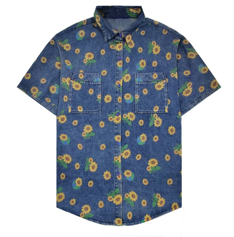 New 2021 Summer Denim Shirt Printed 