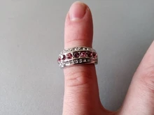 Anillo de Plata de Ley 925 de lujo para mujeres y niñas con incrustaciones de cristal redondo y colorido para fiestas de club nocturno joyería de moda