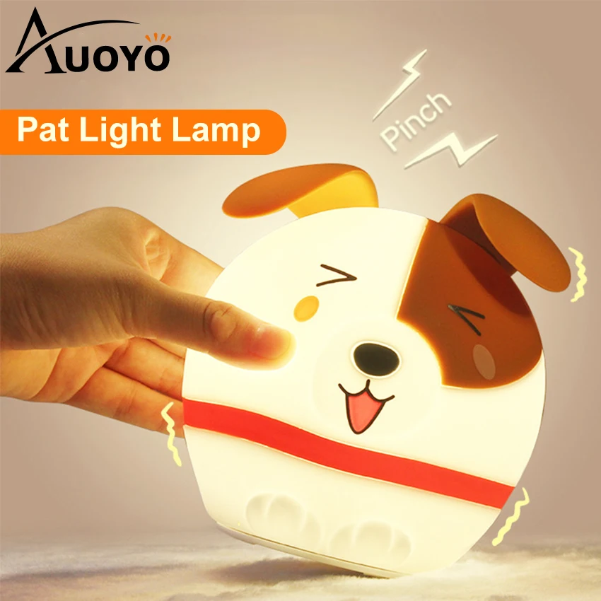 

LED Night Light Pat Light Lamp Touch Night Lights Mini Tabletop Lamp Touch Sensor Multi Color Mode Cute Cartoon Dog BED Lamp
