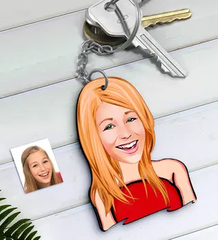 

Personalized Women 'S Caricature Of Wood Anahtarlık-33