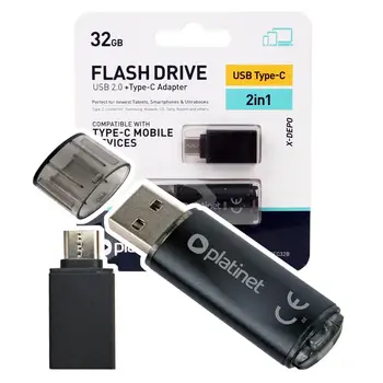 

Platinet Pendrive memory USB 2.0 OTG type C 32Gb X-Depo Drive Flash Drive 2 in 1 fast shipping plug adapter OTG Type C