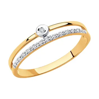 

Sokolov gold ring with diamonds, fashion jewelry, 585, women's male