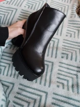 Botines con cremallera lateral para mujer, botas cómodas con hebilla de plataforma, tacón alto grueso de 12Cm, novedad de 2020