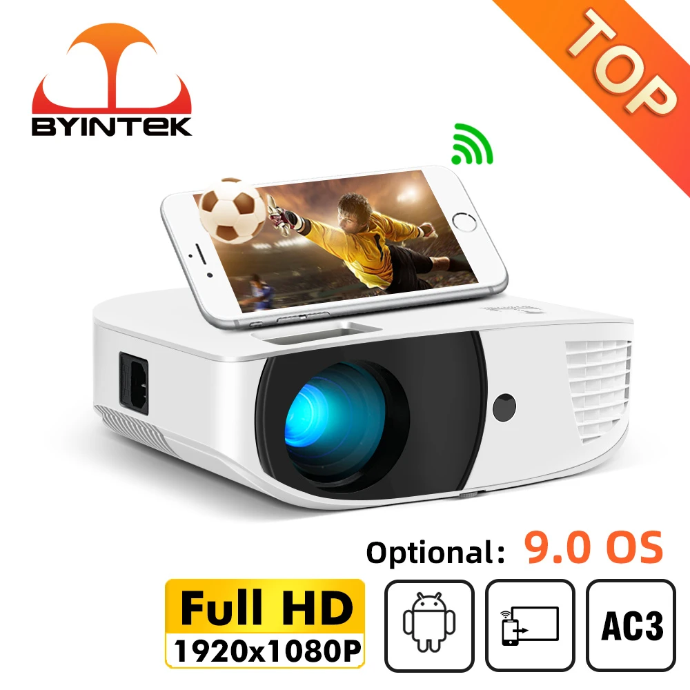 BYINTEK K20X Full HD Native 1920*1080P Smart Android WIFI LED Video LCD Home Theater Projector for Smartphone 3D 4K Cinema small projector