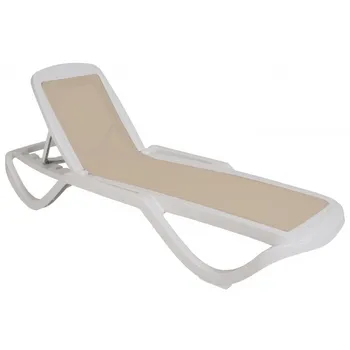

Lounger CARIHUELA, stackable, polypropylene White, textilene beige