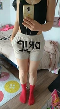 Carta impresa Harajuku deporte entrenamiento Shorts pantalones las mujeres gris cintura elástica pantalón corto para correr Fondo Hip Hop deportiva suelta pantalones cortos