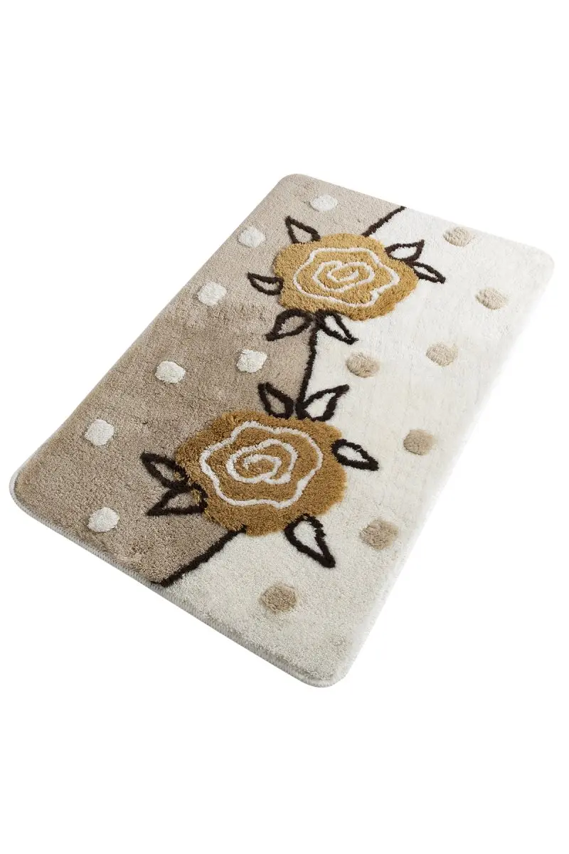 Коврик для ванной комнаты-коврики | коврик для ванной нескользящие Противоскользящие коврики Ориэль Бежевый 60X100 см