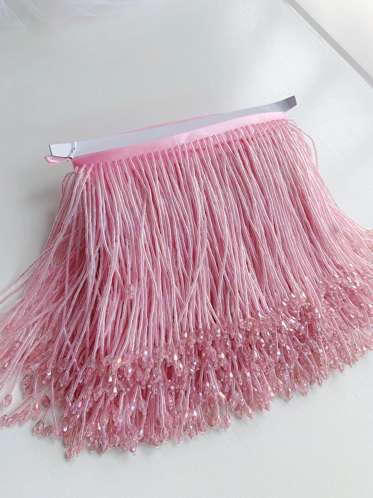 1 yard Gold Heavy Bead Fringe Tassel Trim For Dance Costume Haute Couture Dress Trimming beading fringe gold silver blue