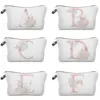 Flowers Alphabet Printed Cosmetic Bags  Bridal Party Make Up Bags Pouch Necessaries Lady Tote Bride Bridesmaid Proposal Gift 1