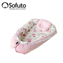 Кокон-гнездышко для младенцев из Хлопка с бортами и подушечкой в ПОДАРОК, Двухсторонний