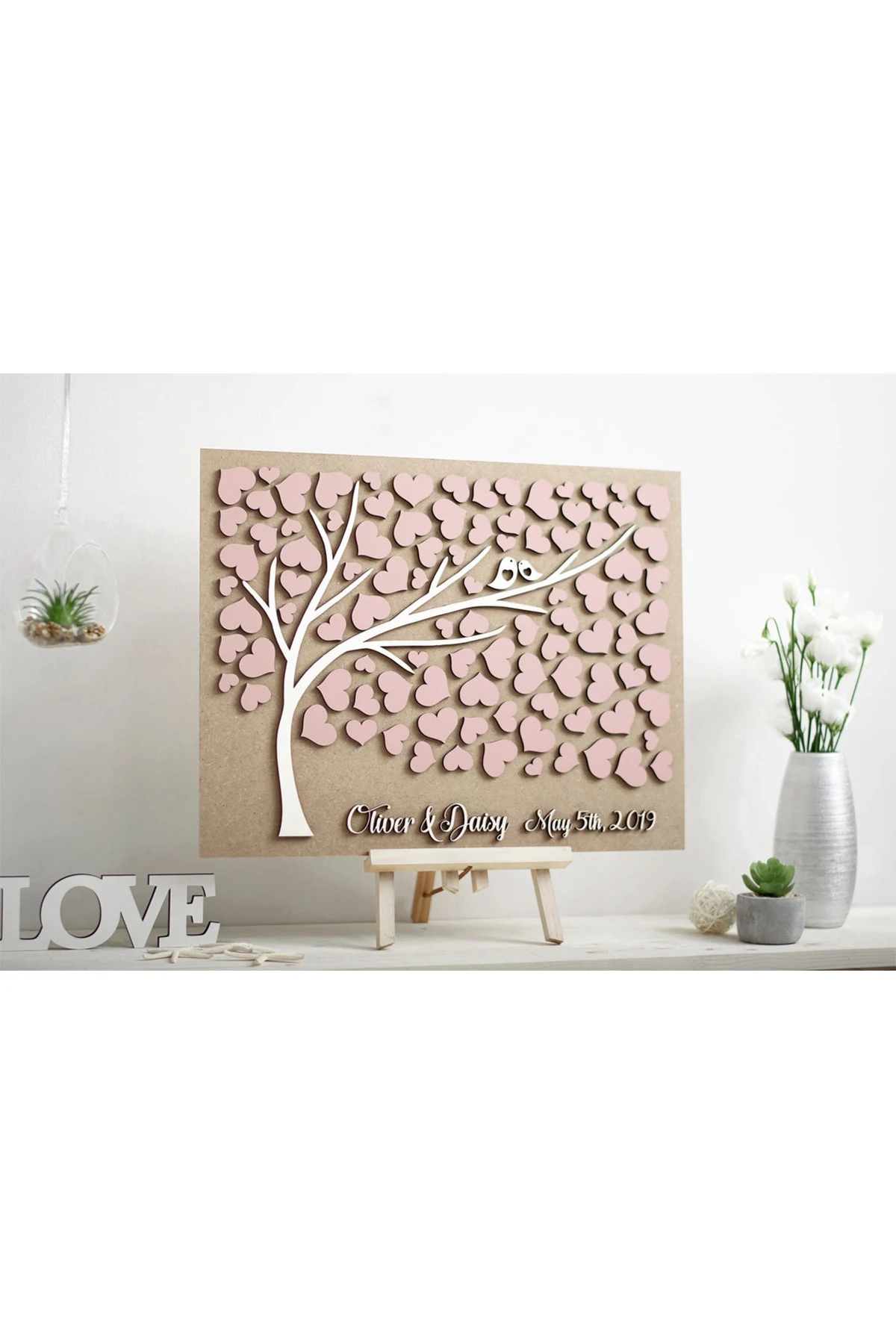Wedding Guest Visitor Signature Book Wooden Personalized Alternatives to Names Date Mr and Mrs Mariage 3D Love Valentine's Rusti | Дом и