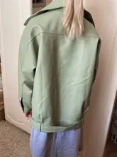 Women's Wild-Jacket Turn-Down-Collar Spring Zipper Black Fashion EAM High-Quality Loose