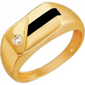 

Esthete print with cubic zirconia and Onyx in red gold