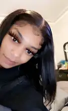 Brasileño recto Bob corto peluca con malla frontal Remy pelucas de cabello humano Color Natural 13x1 parte de encaje peluca Bob 150%