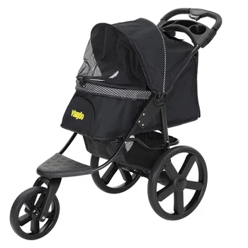 

Dog Stroller Jogger Small Medium Dogs Cats Pet Stroller Foldable 3-Wheel Cat Stroller Suspension System Link Brake One-Hand Fold