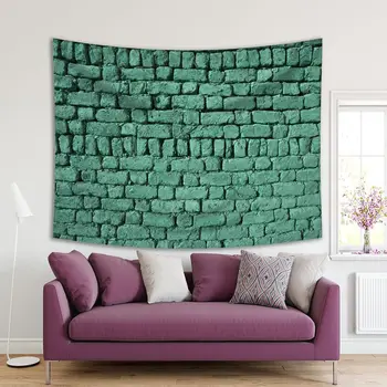 

Tapestry Old Brick Wall Traditional Countryside Buildning House Material Photo Printed Green
