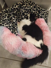 Round Plush Cat Bed House Cat Mat Winter Warm Sleep Cats Nest Soft Long Plush Dog Bed