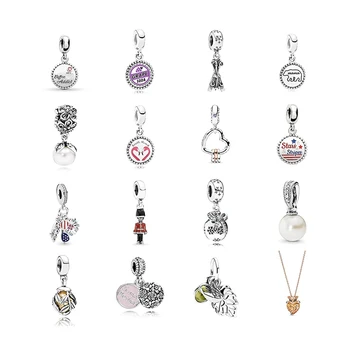 

KAKANY 100% S925 Sterling Silver Fashion New Style Christmas Pendant Bow Charm Odyssey White Pearl Lady DIY Bracelet Accessories