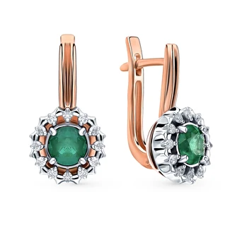 

Gold earrings with emeralds and diamonds sunlight sample 585