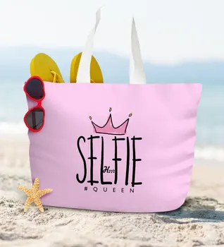 

Personalized Powder Pink Zipper Beach Bag-15