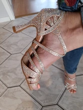 WUXIJIAO-Zapatos de baile de satén con diamantes de imitación para mujer, baile latino, suela suave, para salsa, tacón de 5 a 10cm