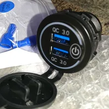 Interruptor táctil 3.0 QC de 36W, accesorio universal, impermeable, para motocicleta, coche, camión, barco, con doble cargador de USB para teléfono, tableta, cámara, GPS y DVR