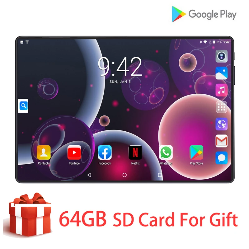 

10.1 inch Tablet PC 3G/4G Phone Call Android 9.0 WiFi Bluetooth 6GB+128GB Octa Core Dual SIM Support Tablet+keyboard Case