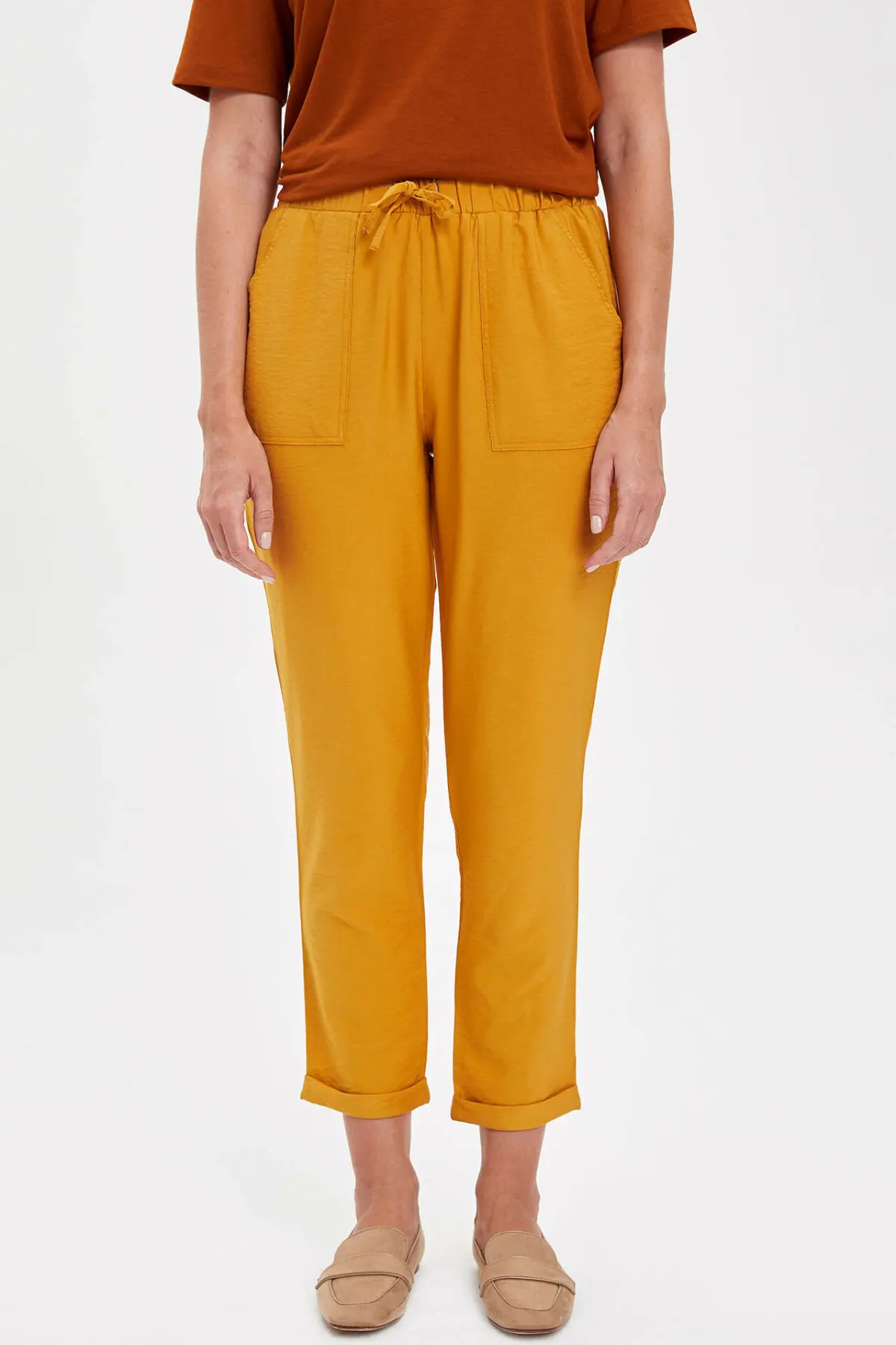 

DeFacto Formal Office Loose Pants Woman Fashion Drawstring Solid Trousers Ladies Elegant Comfort Crop Pant Autumn - M0885AZ19HS