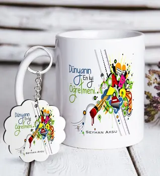 

Personalized World Best Teacher White Mug and Keychain Gift Seti-27