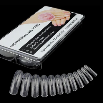 

10/12/14 Sizes Nail Dual Form Mold Kit Quick Poly Gel Builder Mold Finger Tips Nails Art Extension UV Tips French Style Plastic