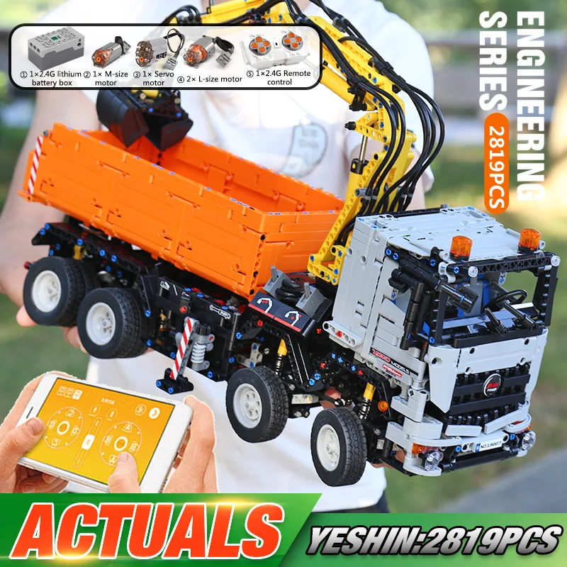 Mold King Technic Car App моторизованный Arocs 3245 автомобиль совместим с 42043 моделями