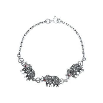 

Silver Bracelet with marcasite and Garnet sunlight sample 925