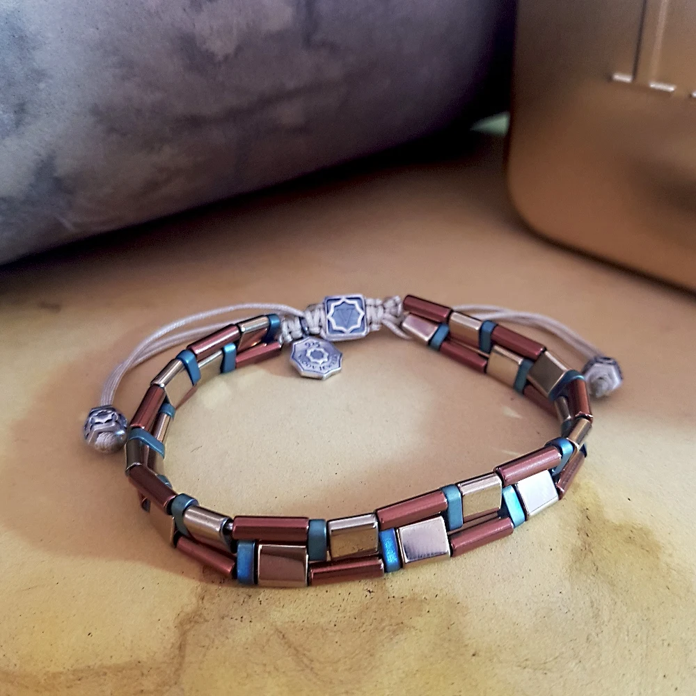 

Vaoov 925 Sterling Silver Hematite Stone Bracelet