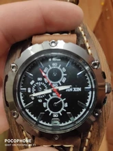 Jessingshow-Reloj de pulsera de cuarzo para hombre, cronógrafo de lujo, estilo Punk, de cristal azul, a la moda