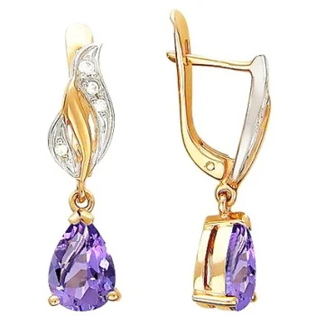 

Esthete drop earrings with amethyst and cubic zirconia in red gold
