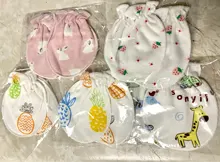 5 pares de guantes de algodón para bebé recién nacido, 100% de 0 a 3 meses, antiagarre, guante de mano, estampado bonito para recién nacido