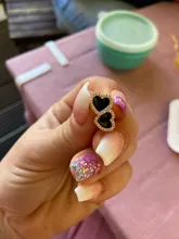 Pendientes coreanos de adorno de corazón para mujer, aretes de piedra de circón, pendiente de botón oro rosa, joyería 2019