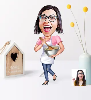 

Personalized Housewife Cartoon Wooden Trinket-1