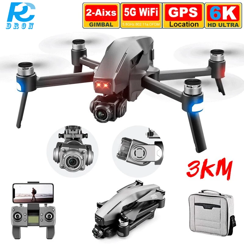 3Km Professional Gimbal Camera Drones 6K 4K GPS Long Distance 5G WiFi FPV Brushless 28mins Self Stabilization Quadcopter Dron | Игрушки и