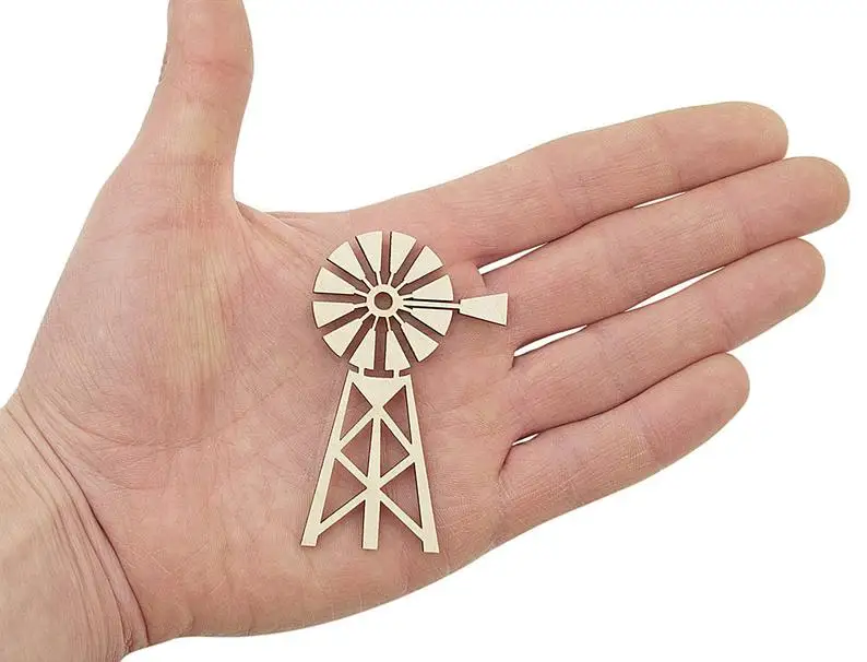 

Wooden Windmill (7cm) Shape Craft Hanging Tag Decoration Gift Decoupage Cutout Ornament 0616