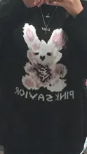 Otoño Invierno Harajuku conejo tejer suéter de manga larga Casual mujeres marea impreso suéter suelto jersey para el novio gótico punk