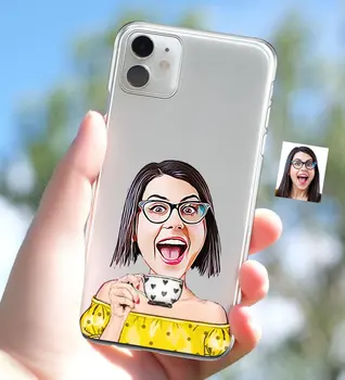 

Personalized Women 'S Caricature of iPhone 11 Thin Transparent Silicone Phone Kapağı-48