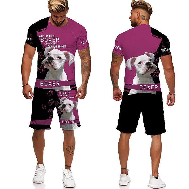 mens sweat suits sets Summer 3D Dogs Printed T-shirt Shorts Sets Men's Sportswear Tracksuit O Neck Short Sleeve T-shirt Cool Men's Clothing Suit mens matching sets